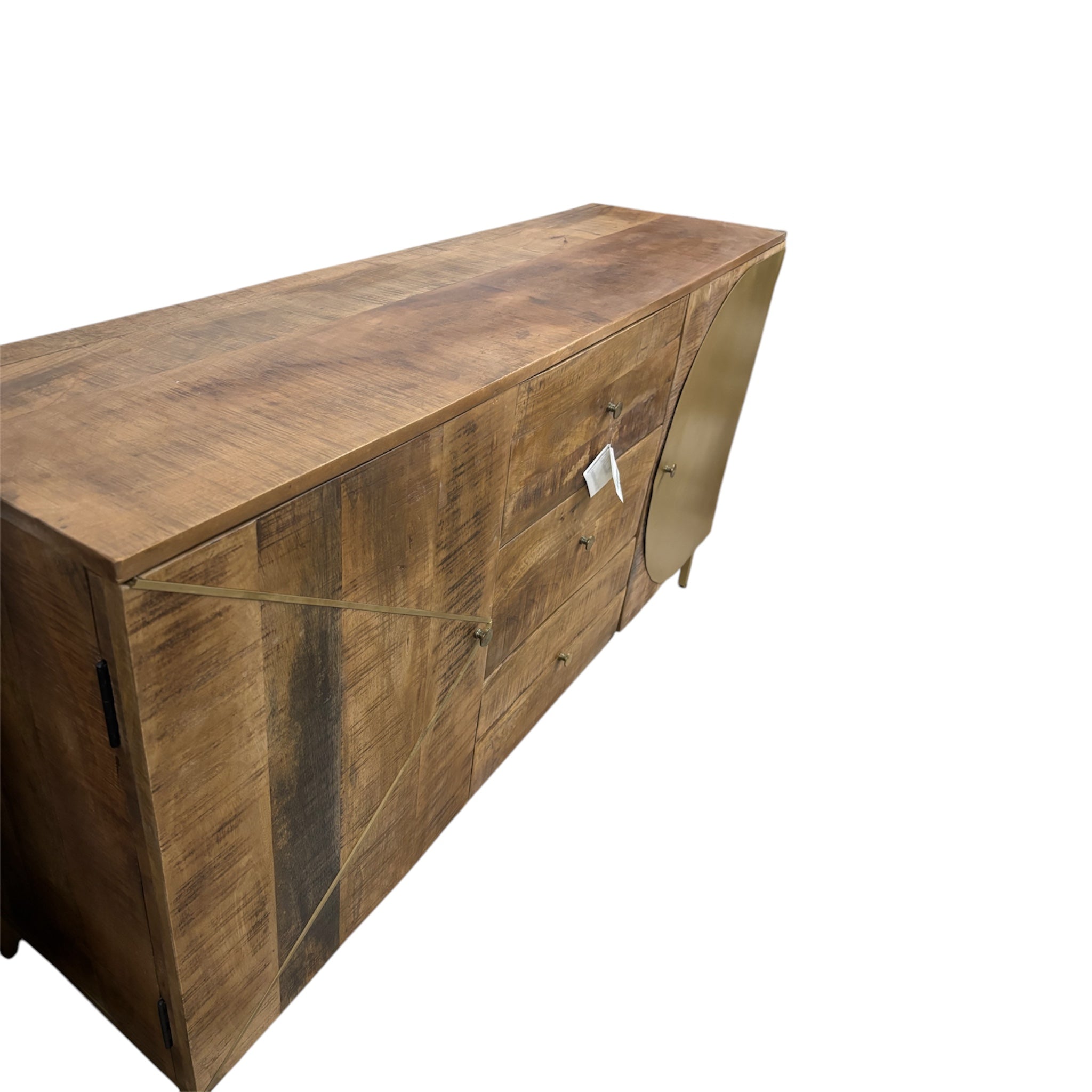 Credenza Bassa Moderna con Dettagli Oro – 2 Ante e 3 Cassetti