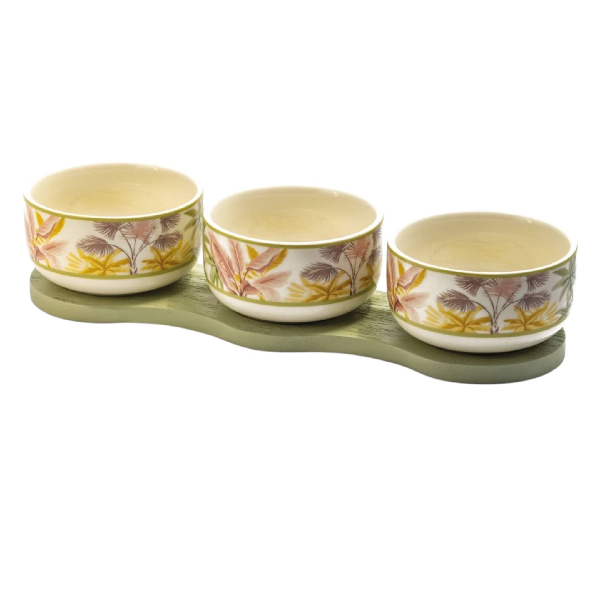 Set di Tre Ciotoline in Ceramica su Vassoietto Tropical - Madrhelen