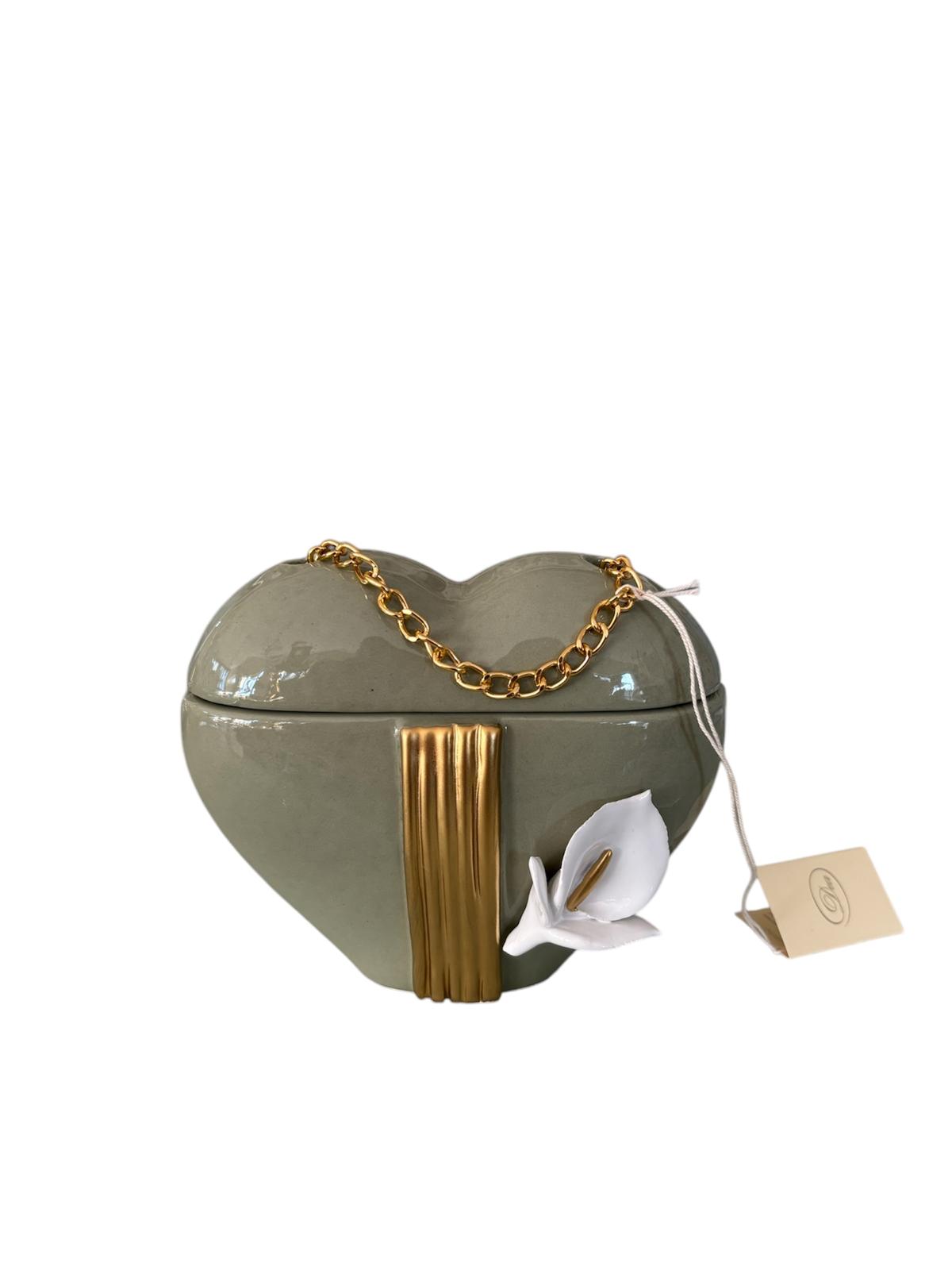 Borsetta Porta Gioie a Cuore in Ceramica con Catenina Oro – Dea Capodimonte