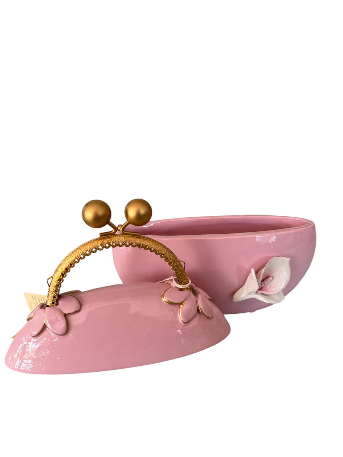 Borsetta Porta Gioie in Ceramica con Manico Oro – Dea Capodimonte