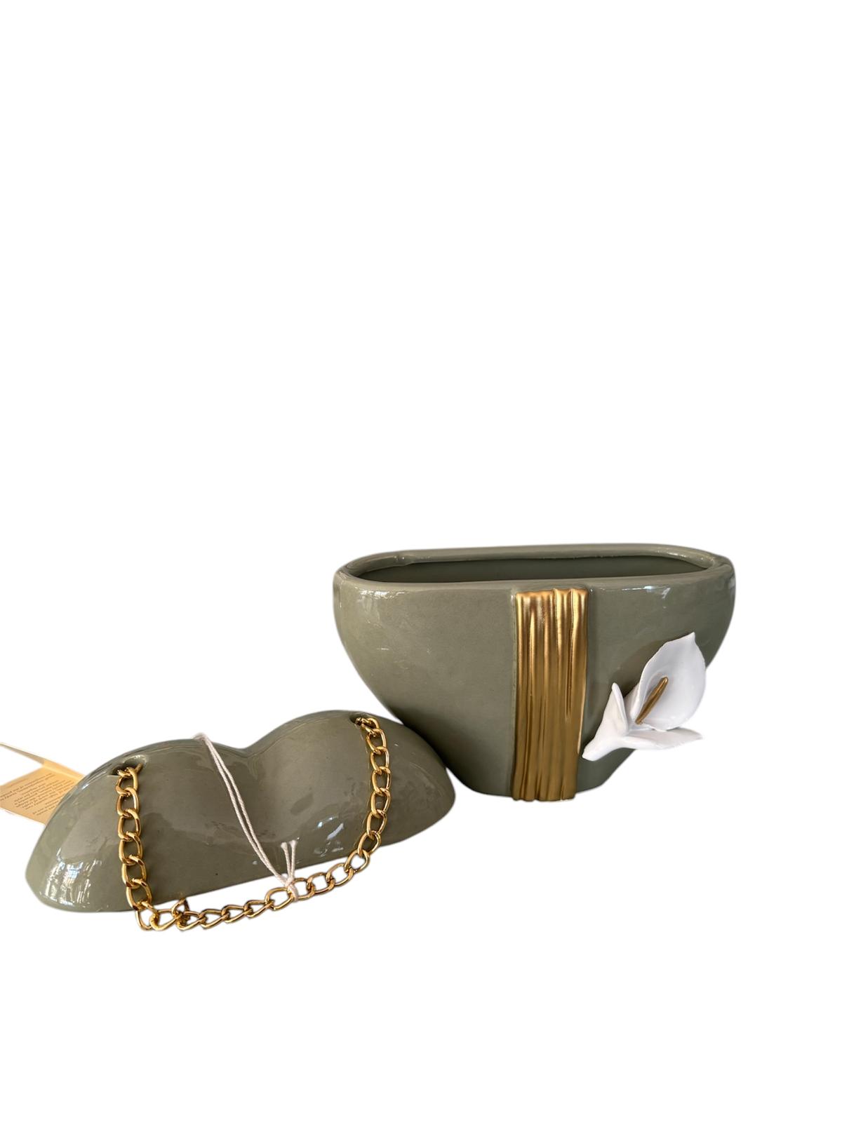 Borsetta Porta Gioie a Cuore in Ceramica con Catenina Oro – Dea Capodimonte