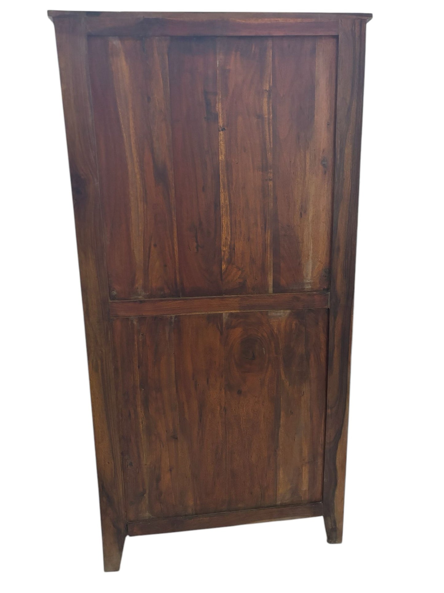 Libreria in Legno Sheesham Massello con 4 Ripiani e 2 Cassetti