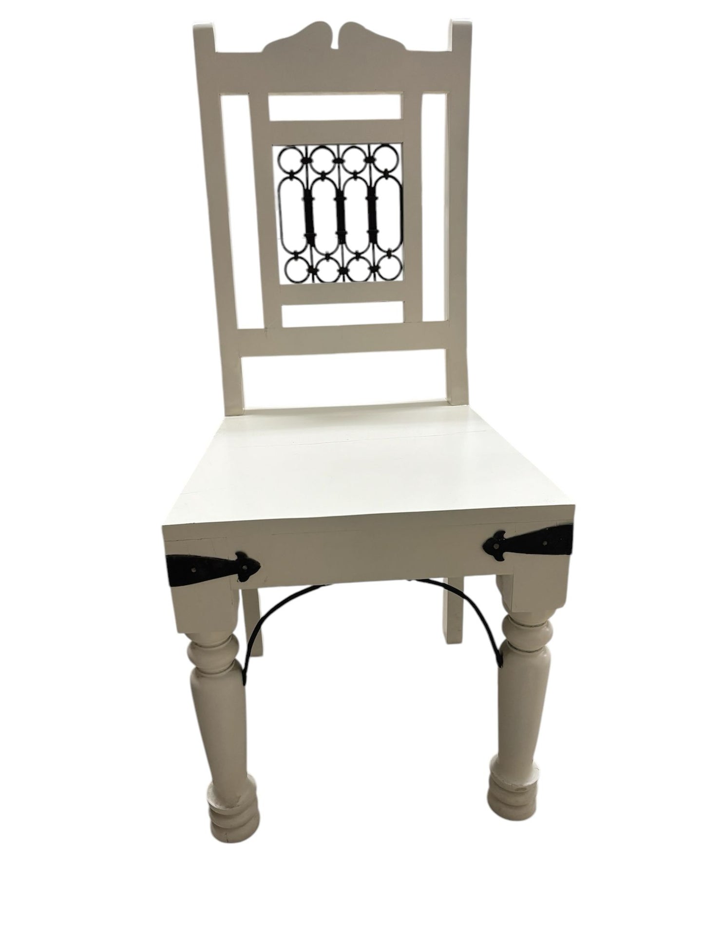 Sedia in Legno Massello di Sheesham con Inserti in Ferro – Stile Rustico