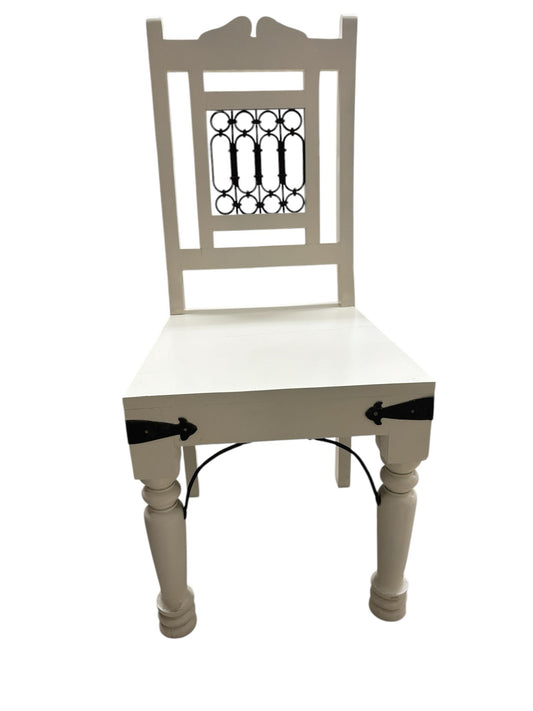 Sedia in Legno Massello di Sheesham con Inserti in Ferro – Stile Rustico