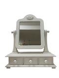 Specchio da Toletta in Legno Bianco con Tre Cassetti – Stile Shabby Chic
