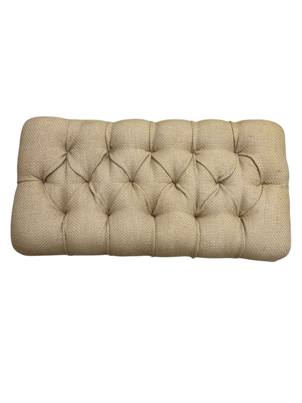 Pouf Rettangolare in Juta Beige con Piedini in Legno Scuro – In Art
