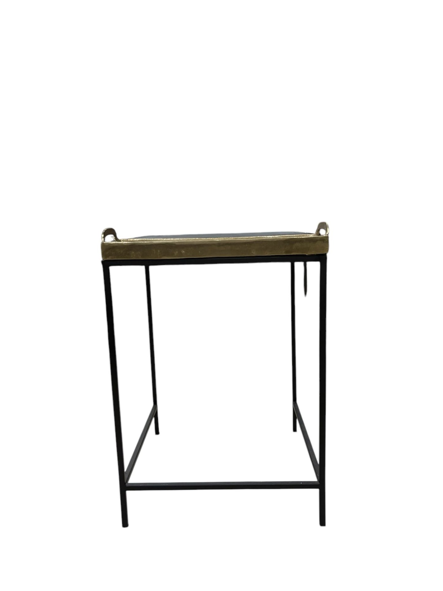 Tavolino in Ferro Battuto Nero con Vassoio Oro 60 h cm - In Art