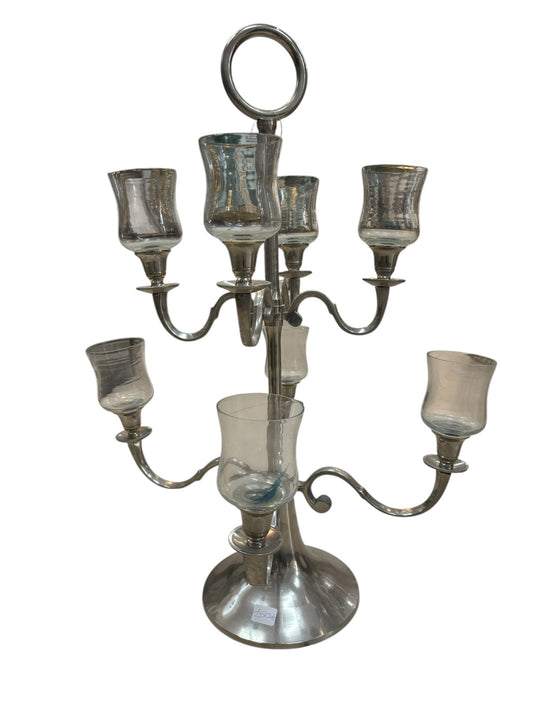 Candelabro Imponente a 8 Braccia in Acciaio Indiano  - In Art