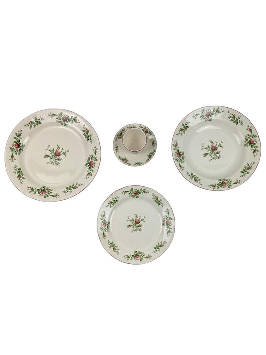 Servizio di Piatti 12 Posti in Ceramica con Rose – Blanc MariClo’