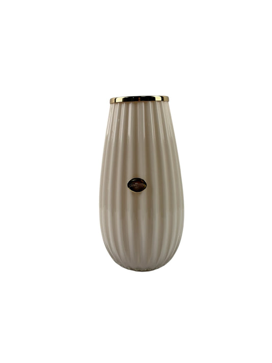 Vaso in Vetro Colorato Panna 26 h cm con Dettagli Oro – Ilary Queen
