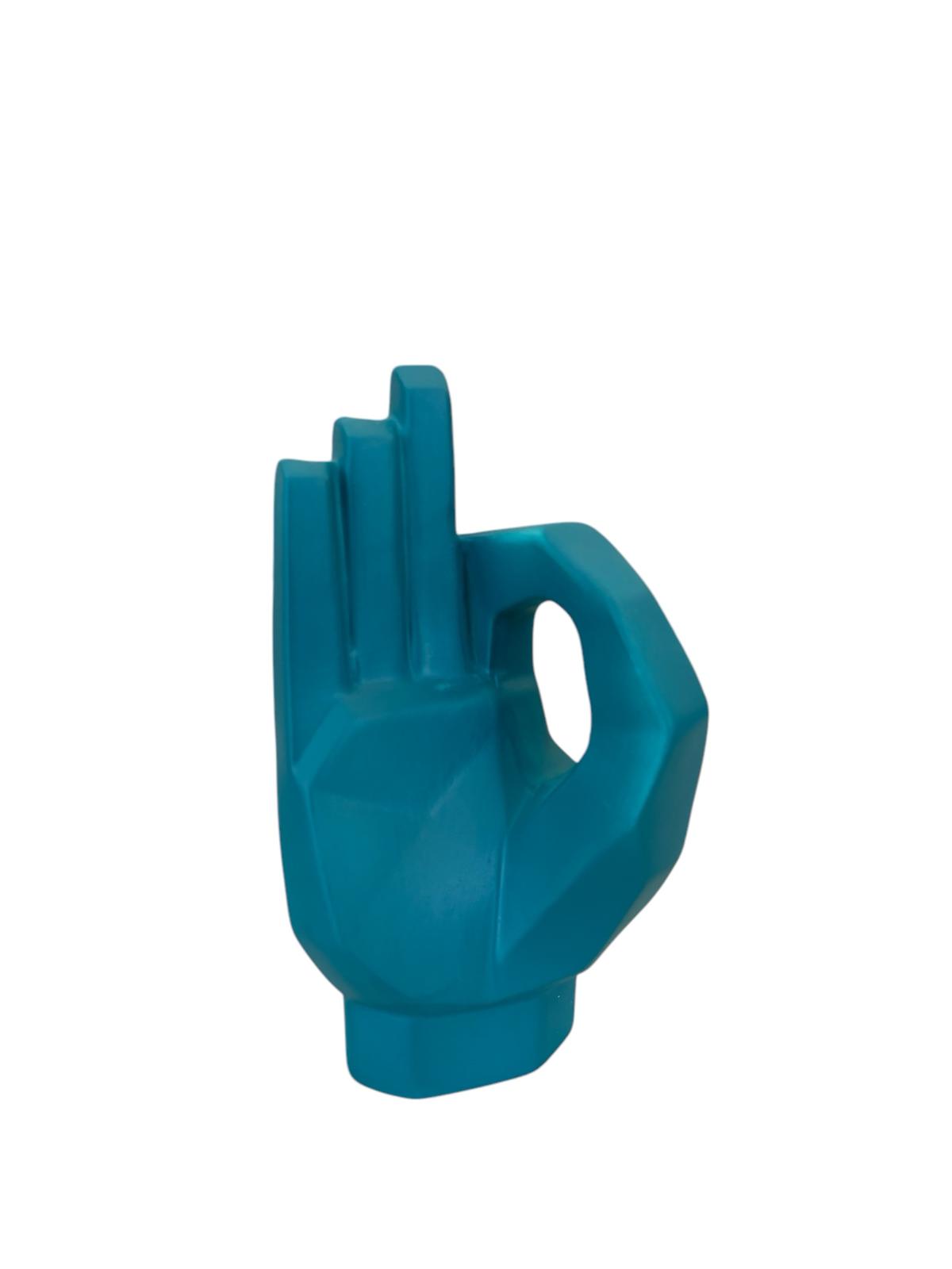 Mano in Ceramica Azzurra con Segno "OK" 20 h cm – Ilary Queen