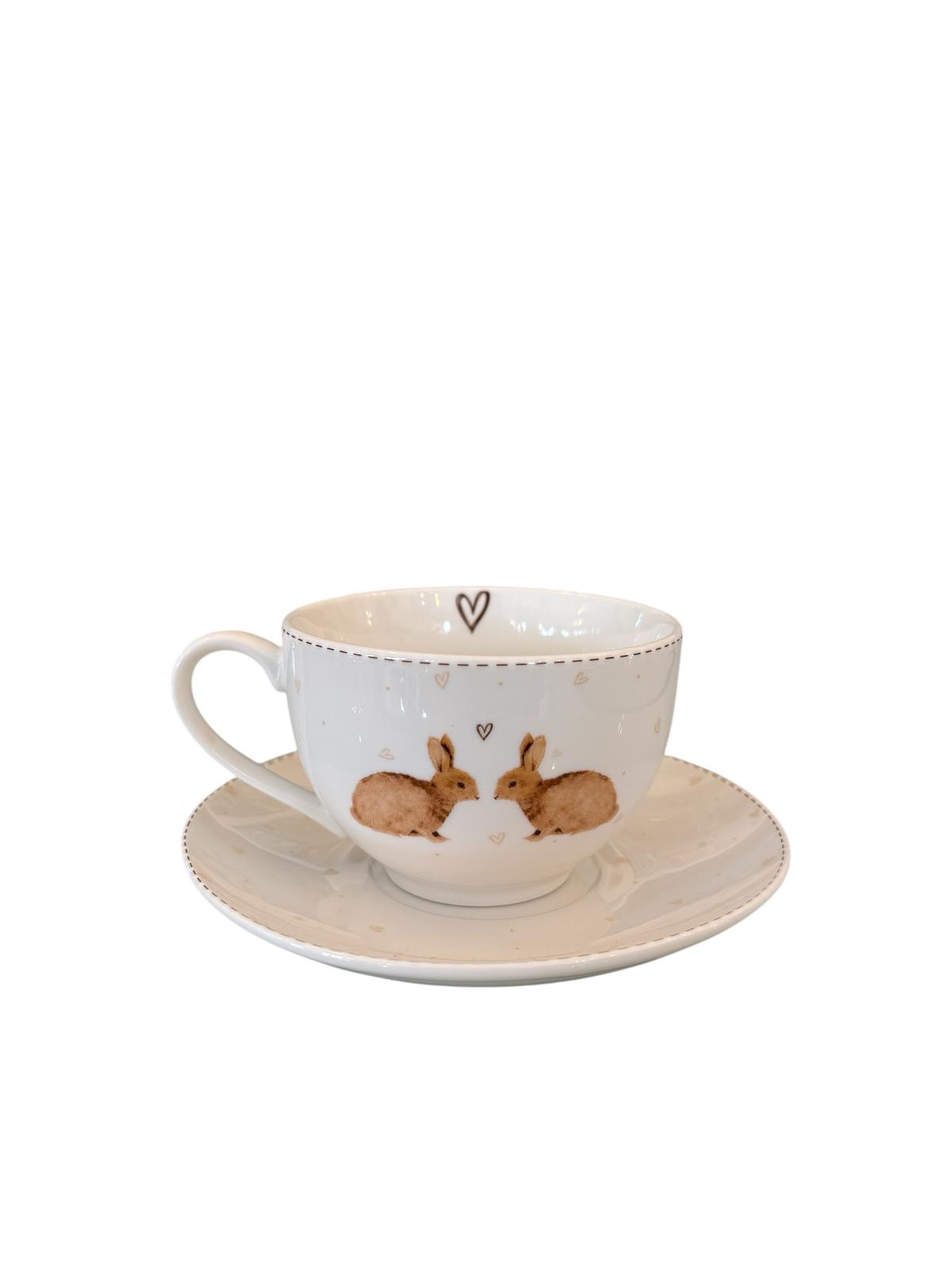 Tazza in Porcellana con Coniglietti e Piattino – Clayre & Eef