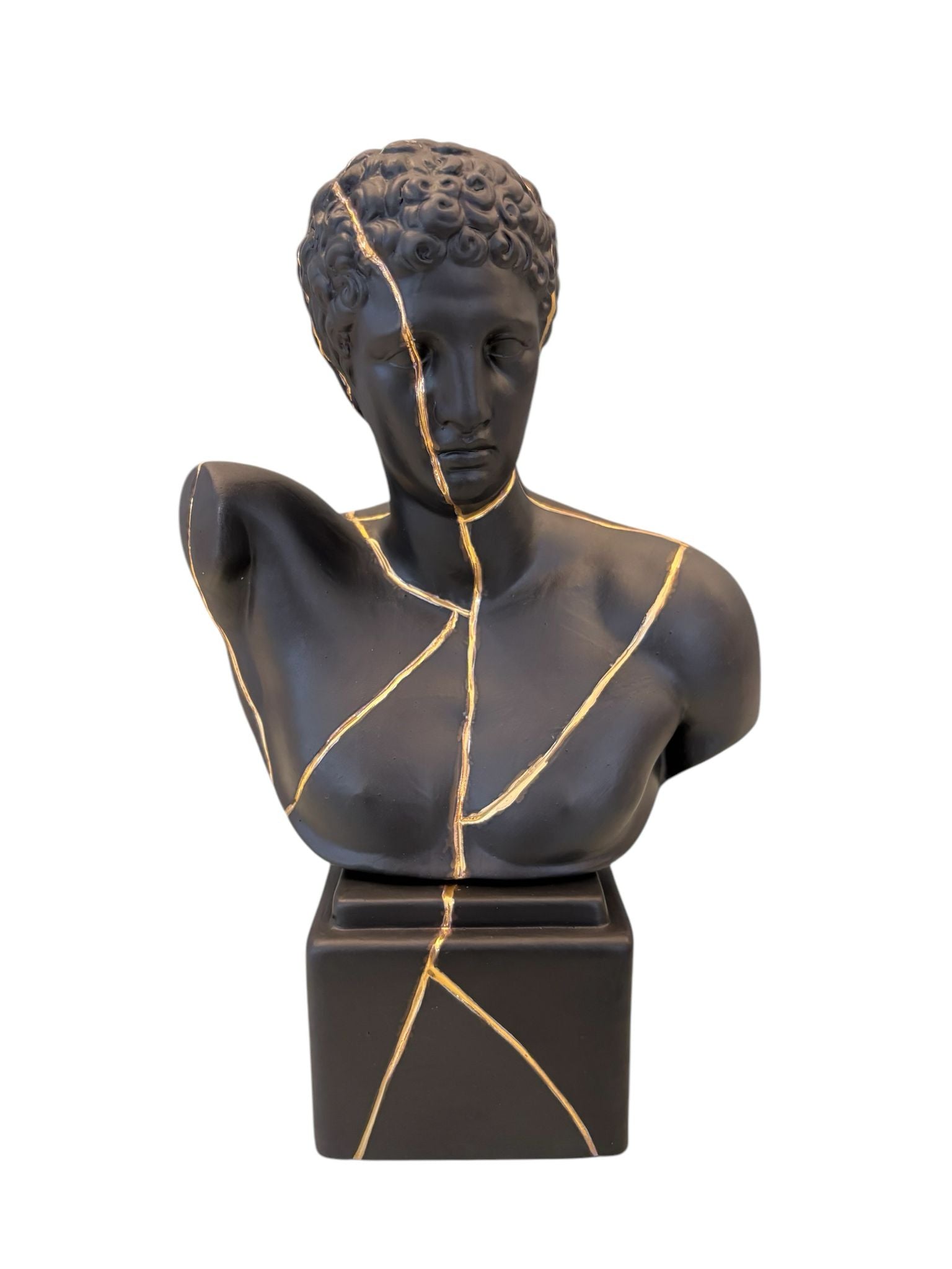 Busto di Divinità Greca Maschile in Porcellana con Dettagli Oro 28 cm – Sbordone
