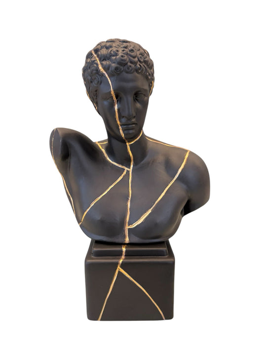 Busto di Divinità Greca Maschile in Porcellana con Dettagli Oro 28 cm – Sbordone