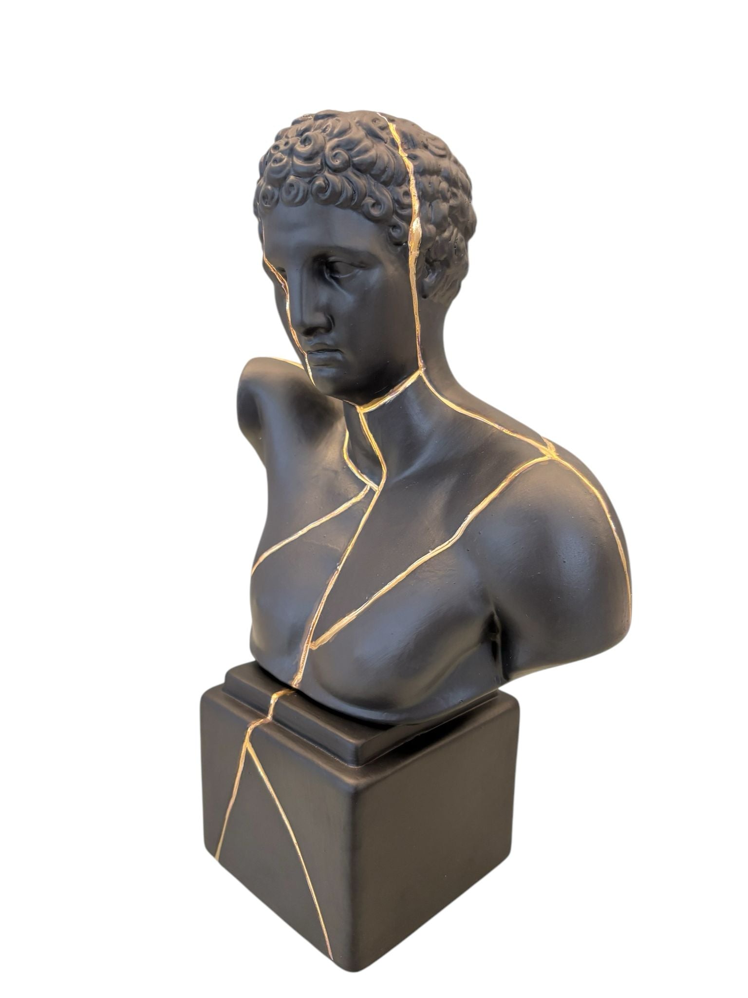 Busto di Divinità Greca Maschile in Porcellana con Dettagli Oro 28 cm – Sbordone