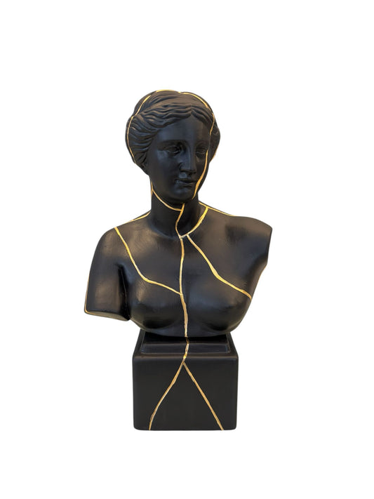 Busto di Divinità Greca in Porcellana con Dettagli Oro 30 cm  – Sbordone