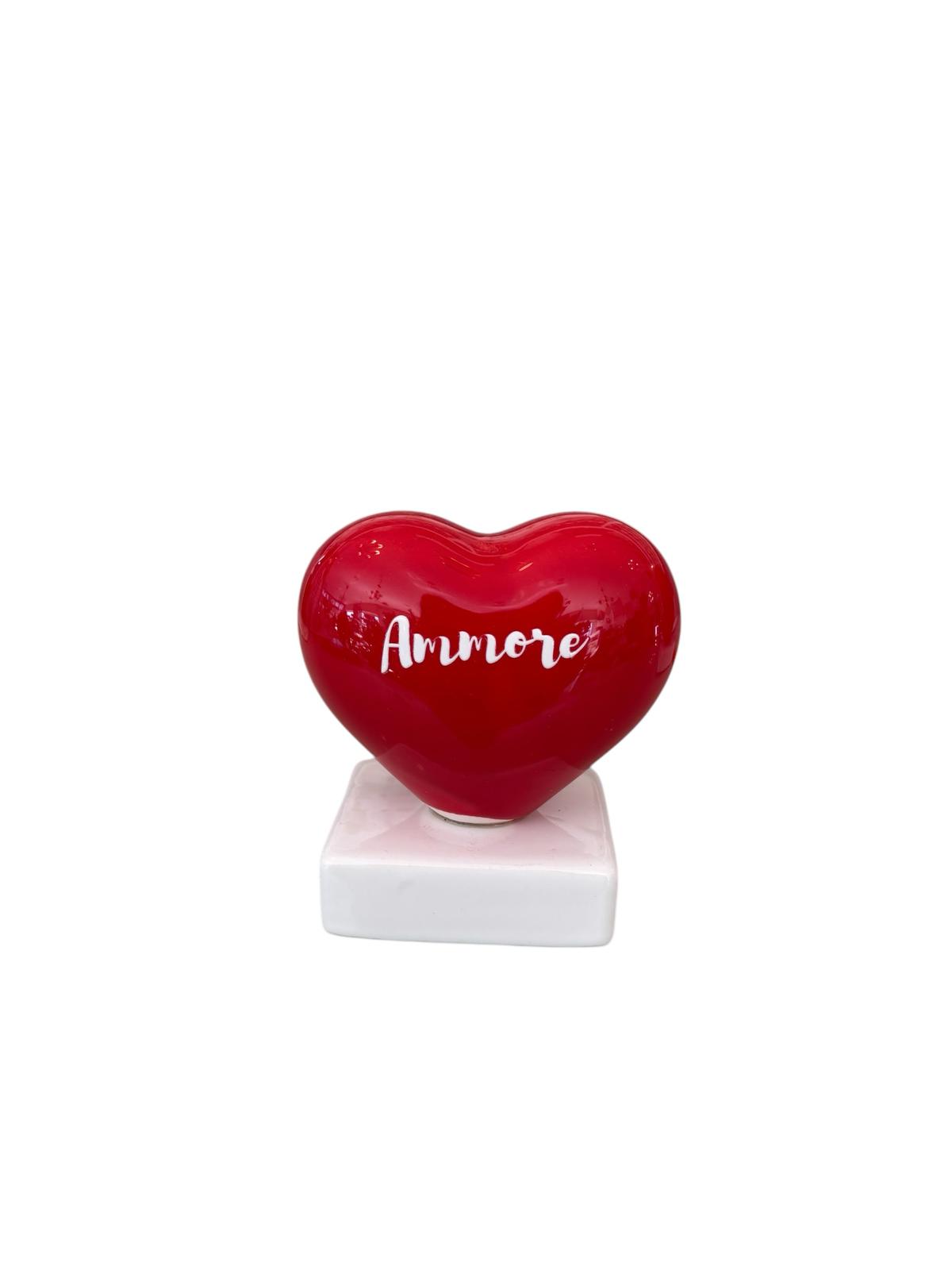 Scultura Cuore Rosso con Scritta "Ammore" 10 cm– Amagè