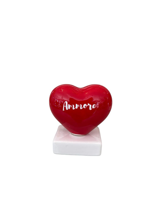 Scultura Cuore Rosso con Scritta "Ammore" 10 cm– Amagè