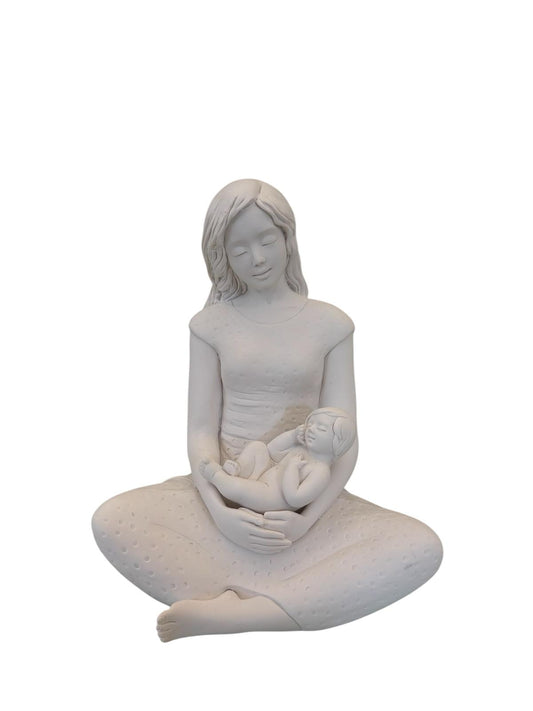 Scultura in Marmorino Raffigurante una Madre con Neonato 26 cm  – Bongelli Preziosi