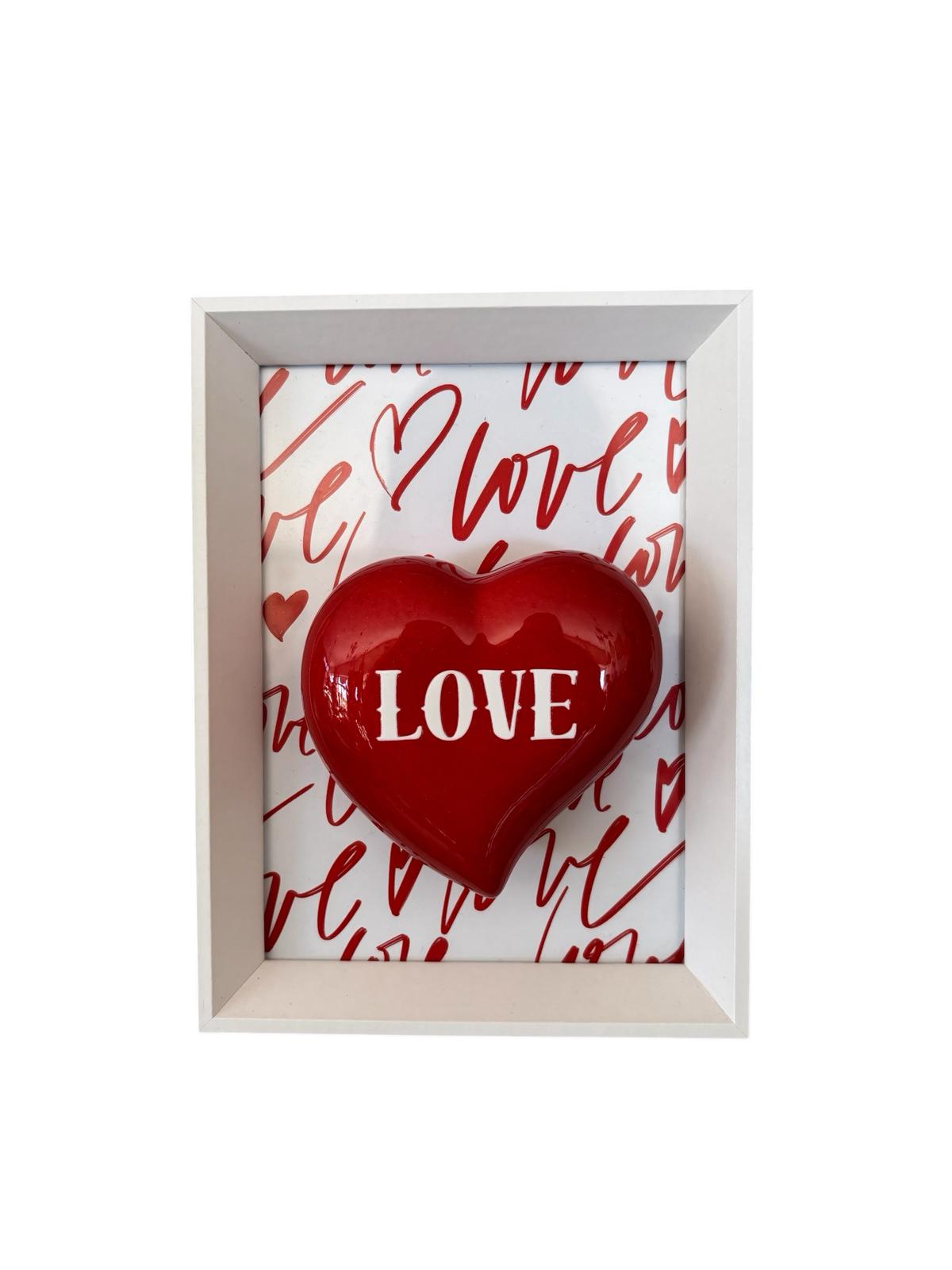 Quadretto con Scultura Cuore Rosso "Love" – Amagè