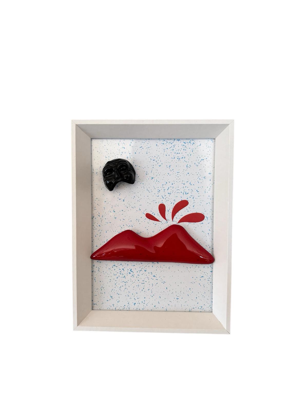 Quadretto con Scultura Vesuvio in Ceramica di Capodimonte – Amagè