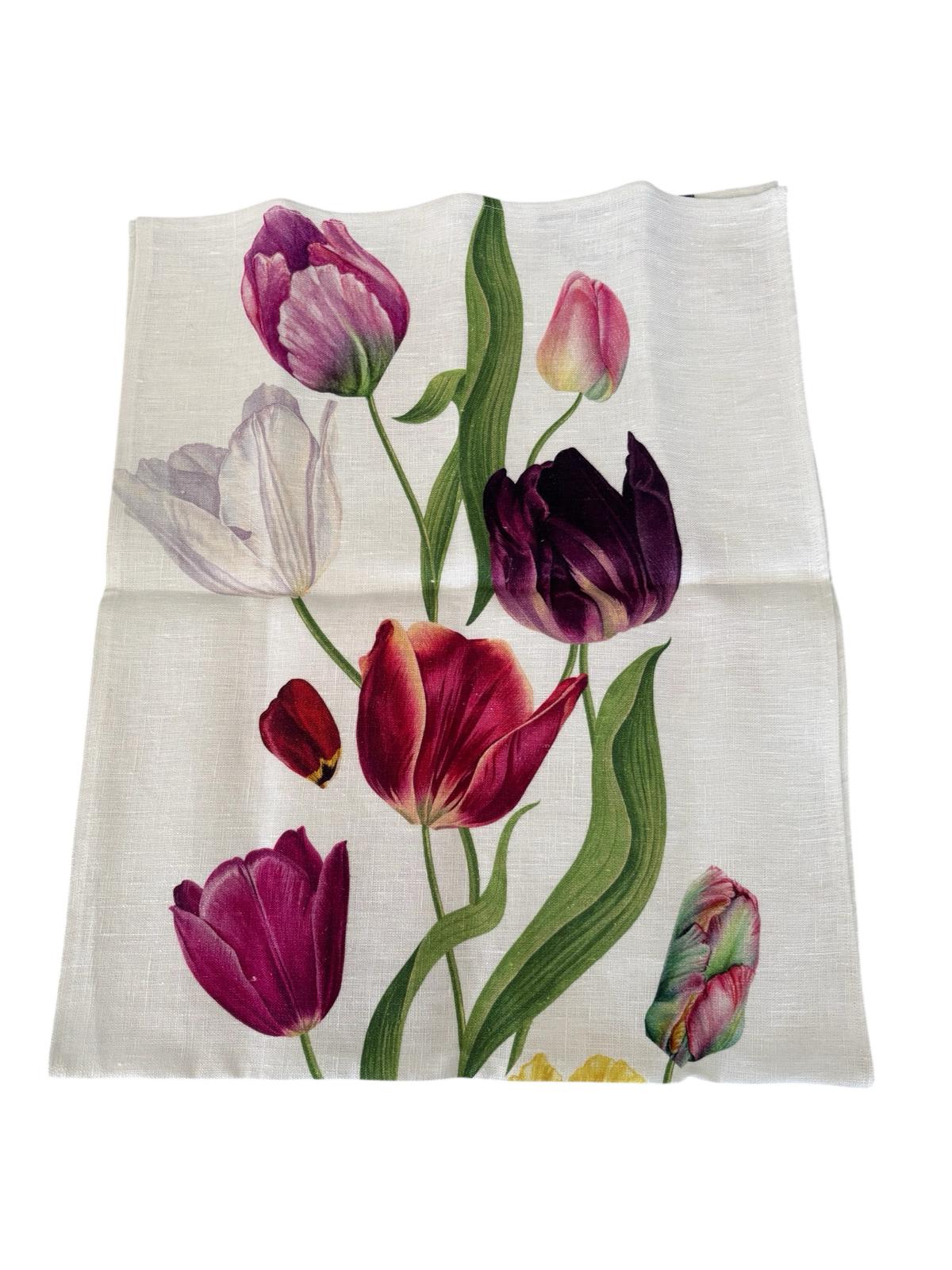 Runner in Lino con Tulipani Colorati 100x40 cm – Made in Italy