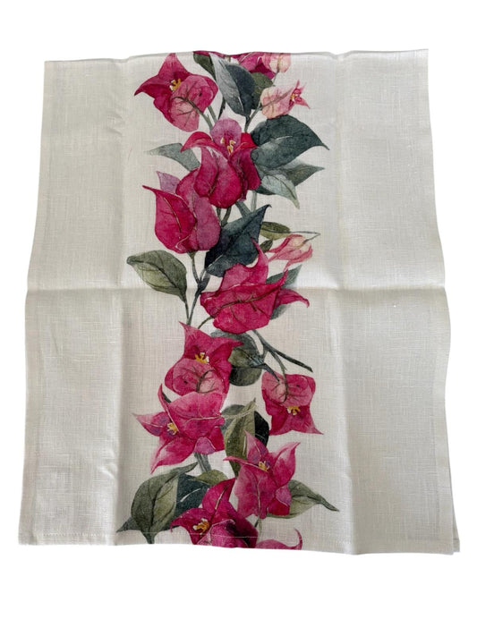 Runner in Lino con Bouganville Fucsia 100 x 40 cm  – Made in Italy