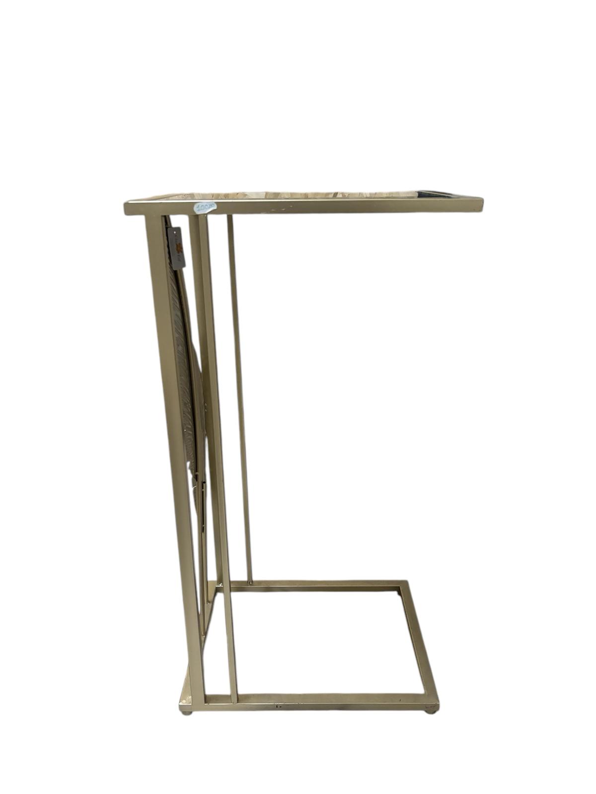 Tavolino in Metallo Oro con Foglie e Piano Specchiato 75 h cm  – Clayre & Eef