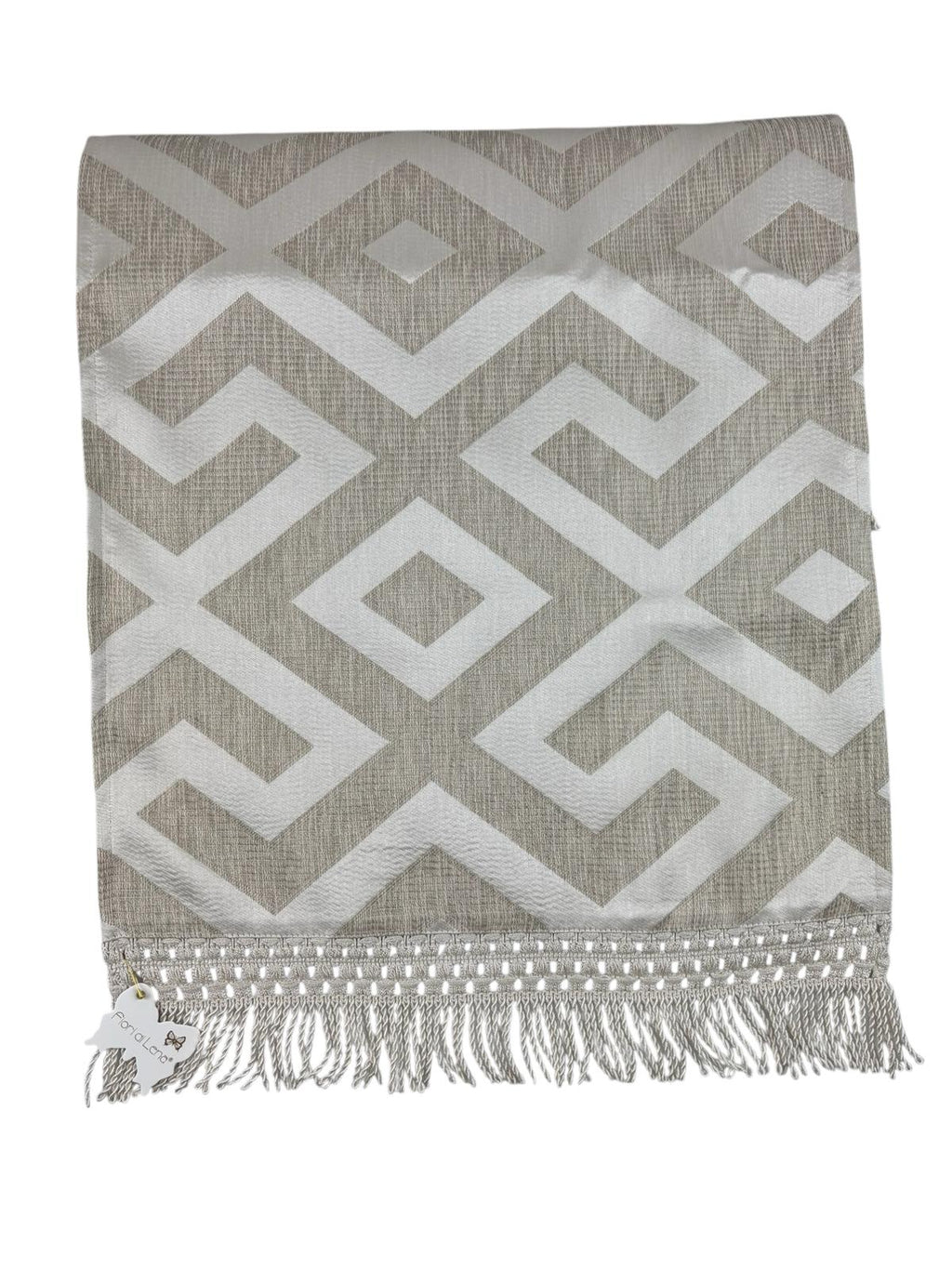 Runner Champagne con Frange e Fantasia Geometrica 200 cm  – Fiori di Lena