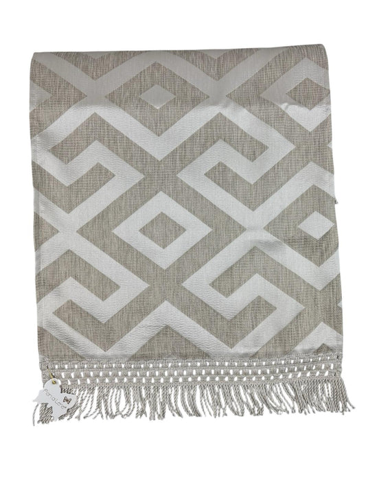 Runner Champagne con Frange e Fantasia Geometrica 147 cm  – Fiori di Lena