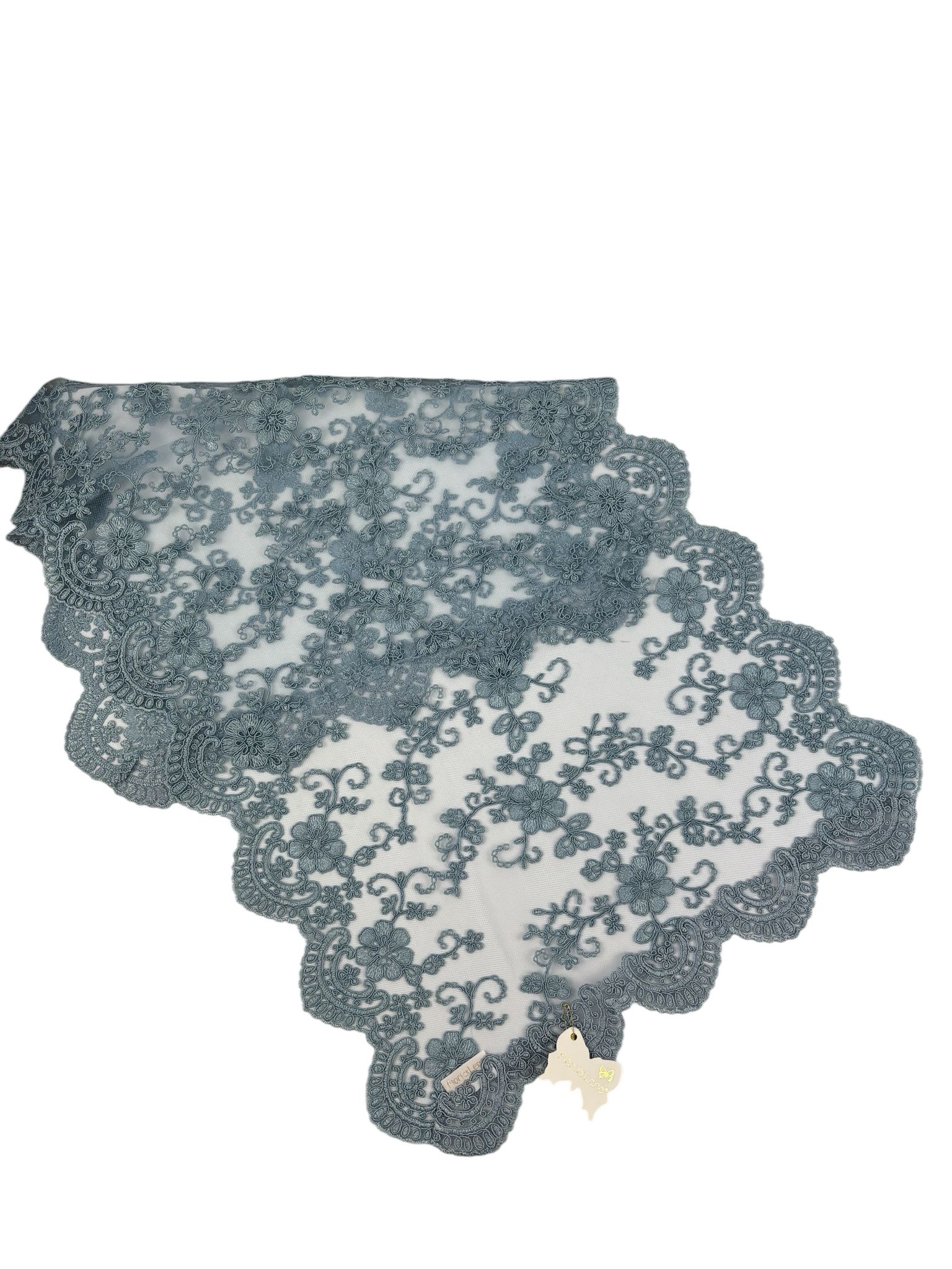 Runner in Pizzo Impero Laminato Azzurro Polvere 100 cm– Fiori di Lena