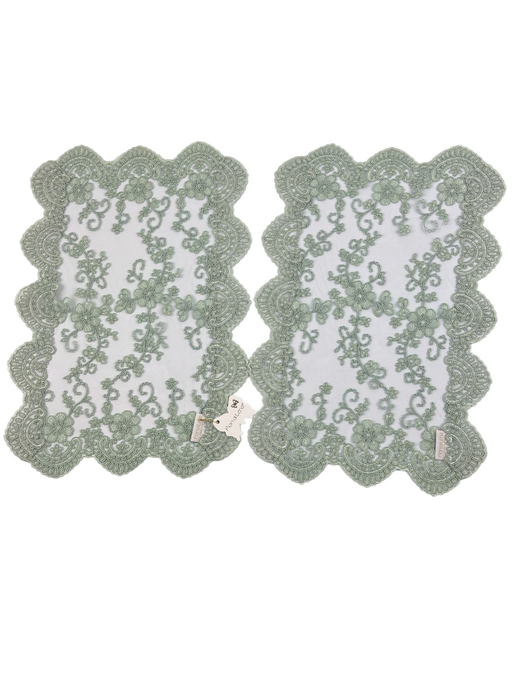 Tris di Centri in Pizzo Impero Laminato Verde – Fiori di Lena