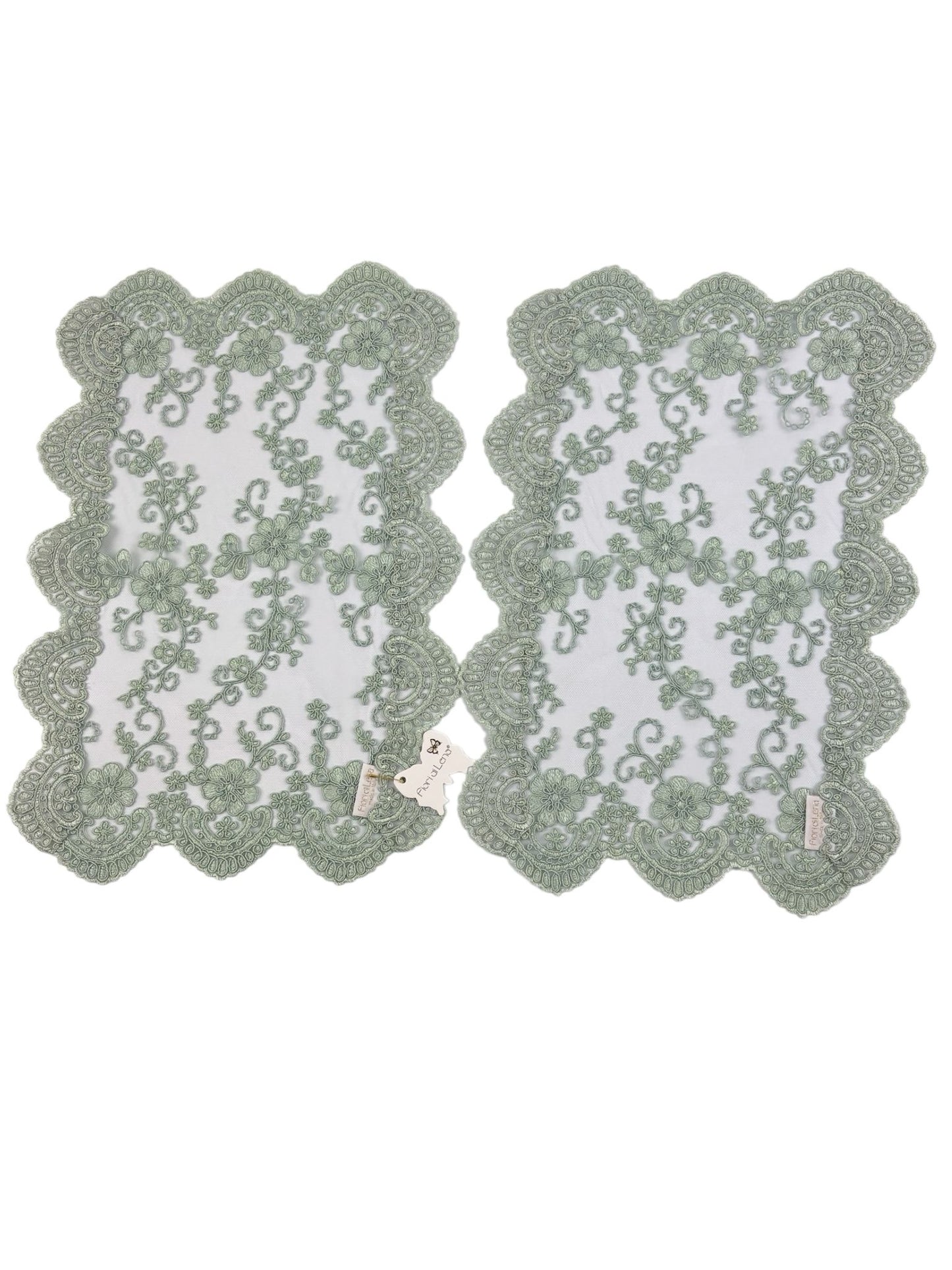 Tris di Centri in Pizzo Impero Laminato Verde – Fiori di Lena
