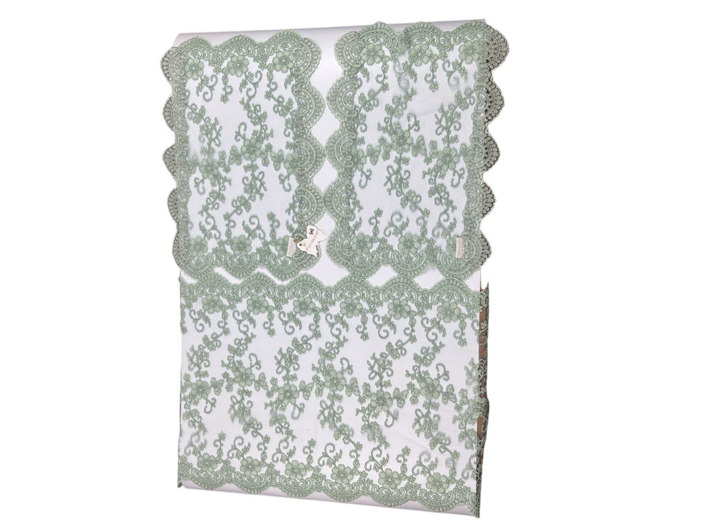 Tris di Centri in Pizzo Impero Laminato Verde – Fiori di Lena