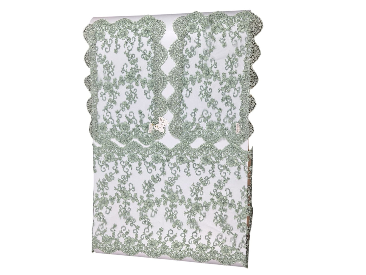 Tris di Centri in Pizzo Impero Laminato Verde – Fiori di Lena