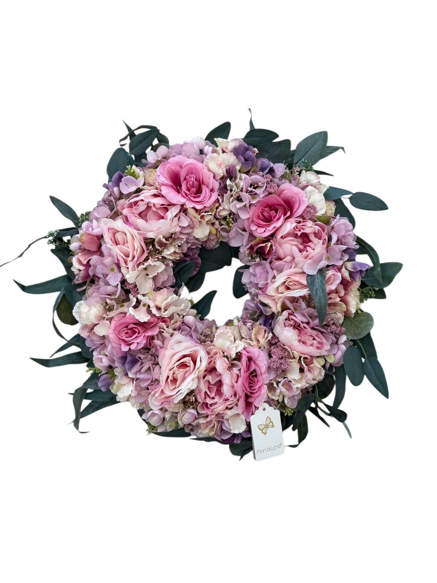 Fuoriporta Pasquale con Ghirlanda di Fiori Magenta 46 cm – Fiori di Lena