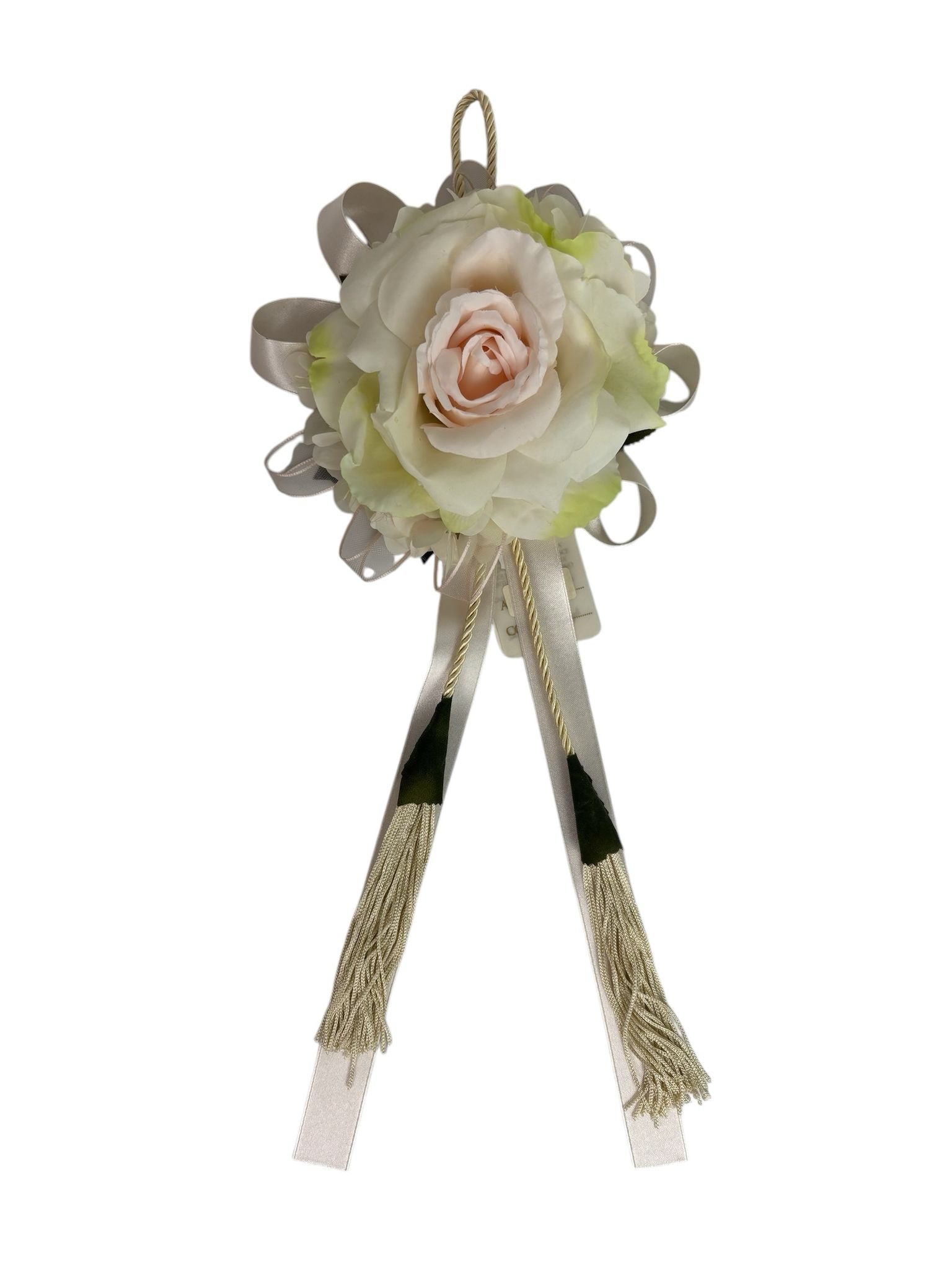 Nappa Decorativa con Rosa Bianca e Venature Cipria 37 cm - Fiori di Lena