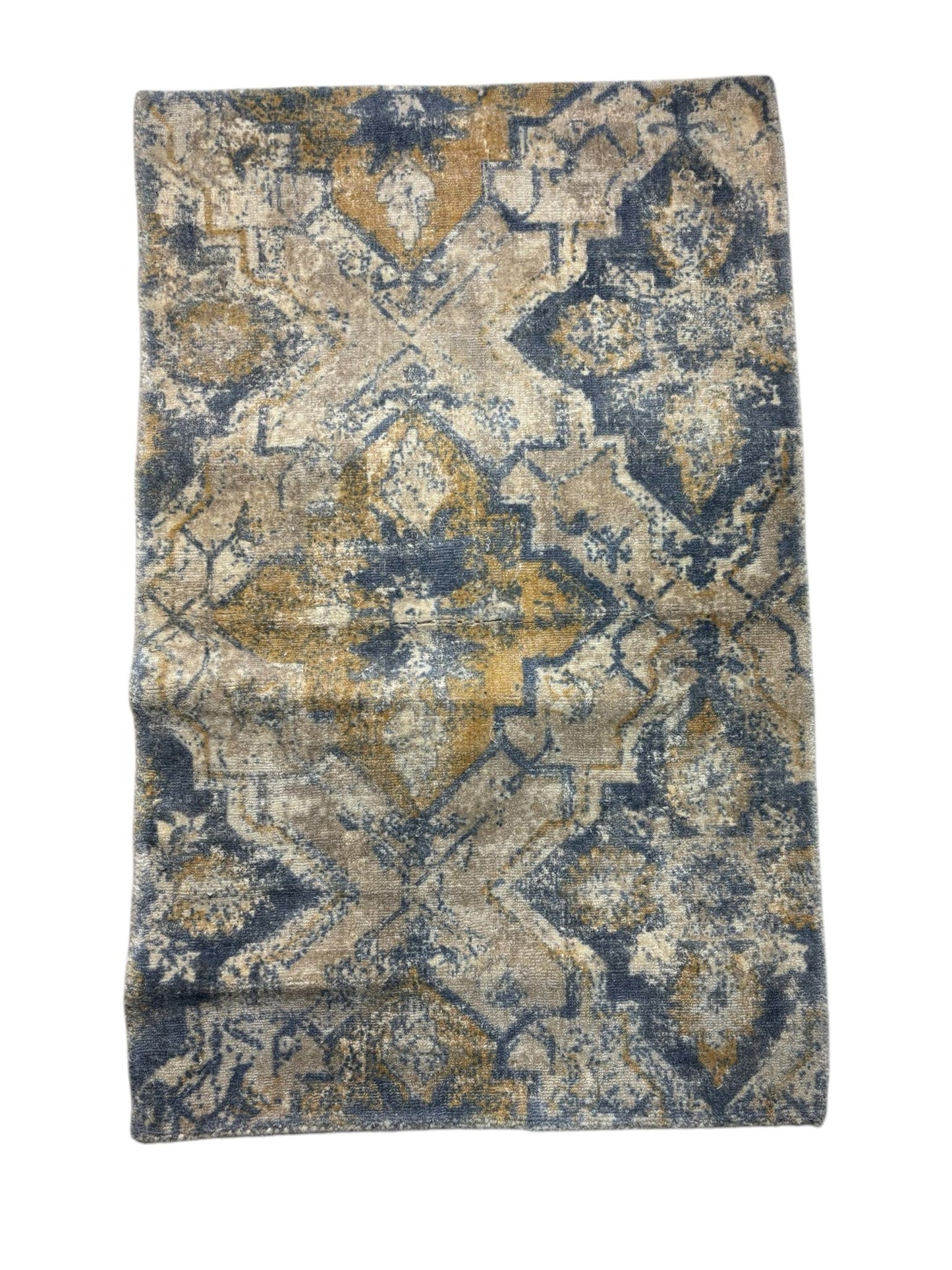 Tappeto Moderno con Dettagli Etnici nei Toni Ocra e Grigio 70x110 cm - In Art