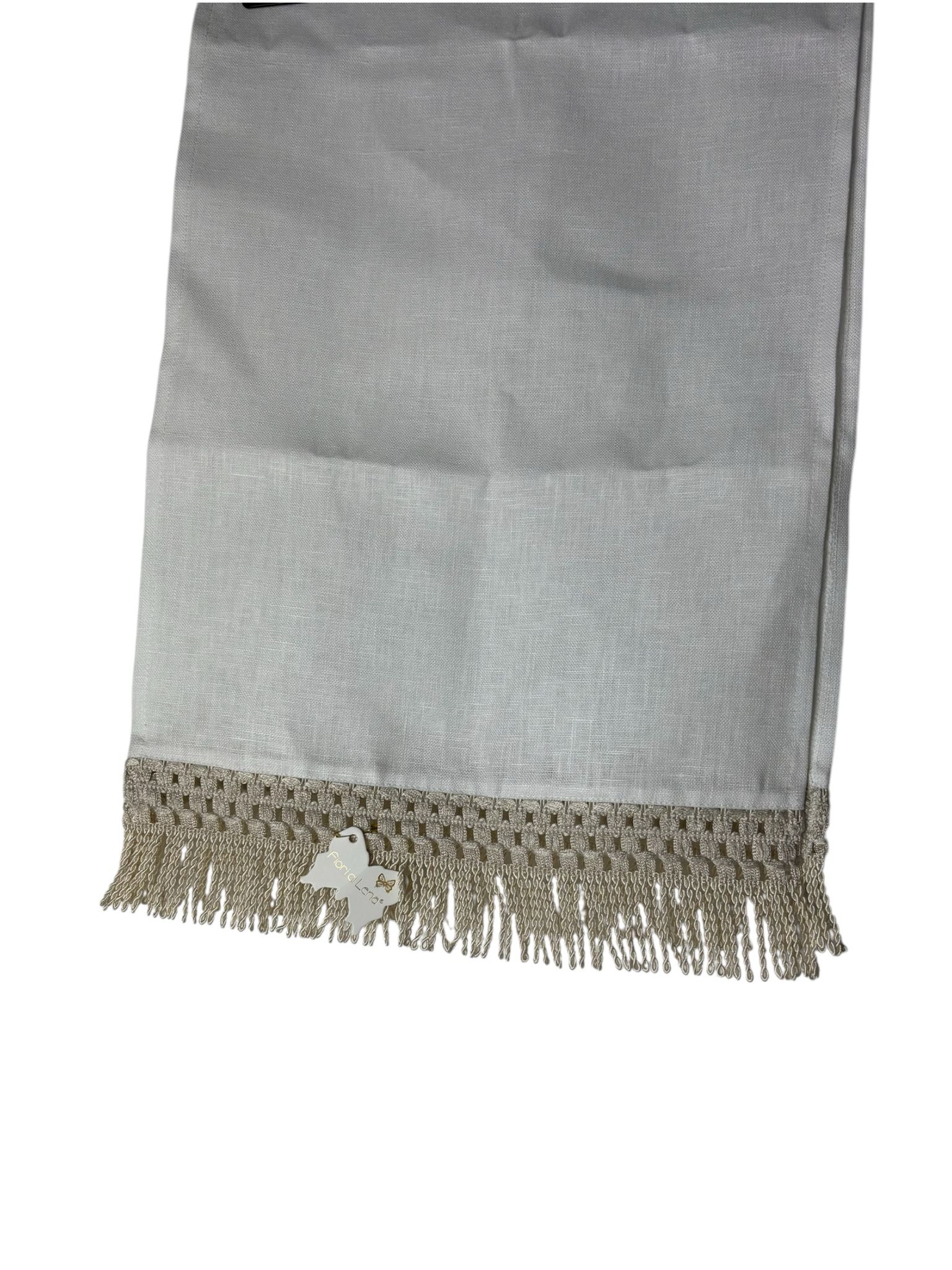 Runner Decorativo con Frange Ecru 34x100 cm - Fiori di Lena
