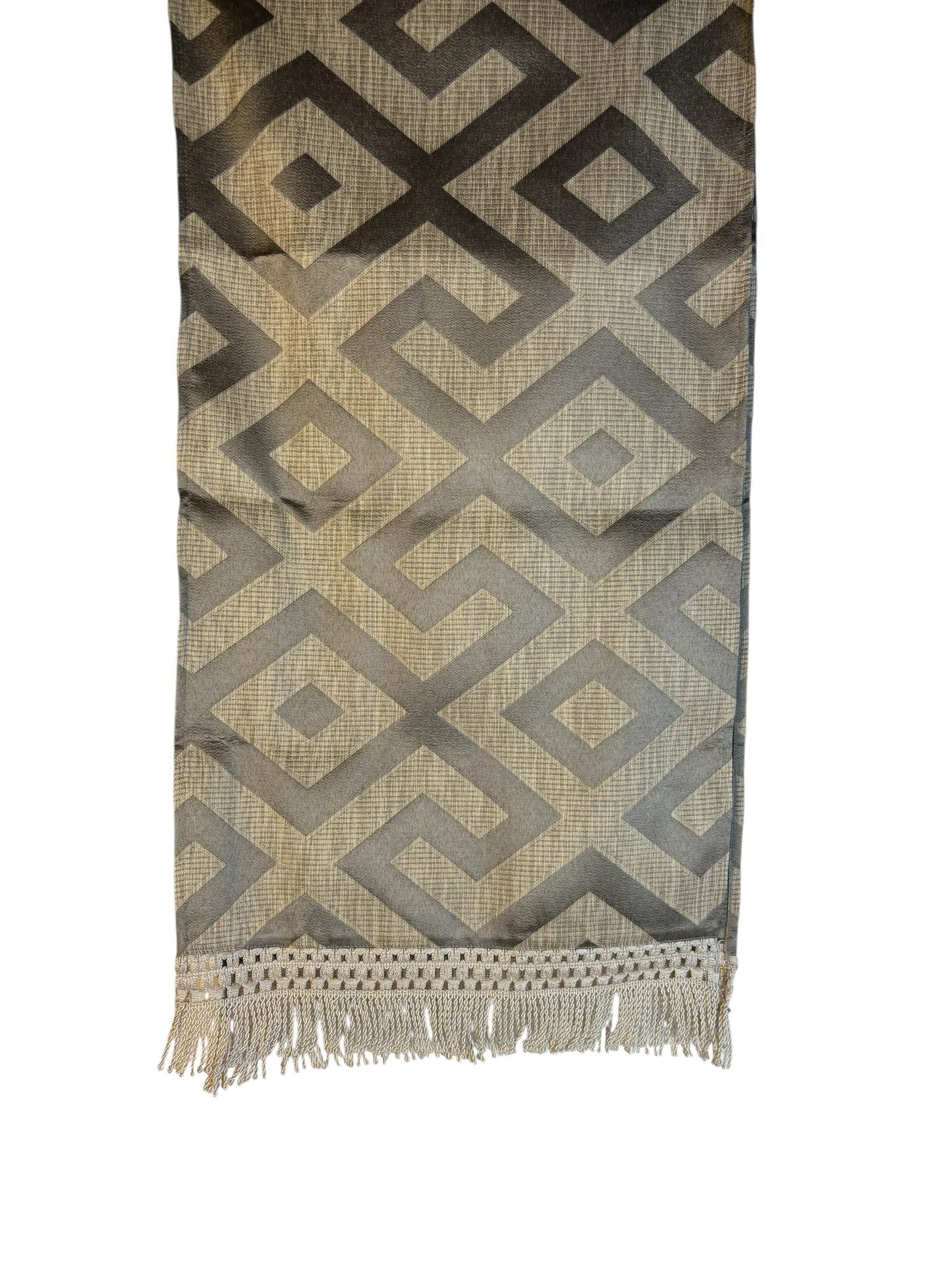 Runner con Decorazione Geometrica e Frange  160x40 cm - Fiori di Lena