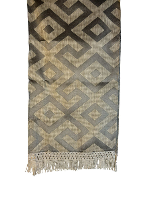 Runner con Decorazione Geometrica e Frange  160x40 cm - Fiori di Lena