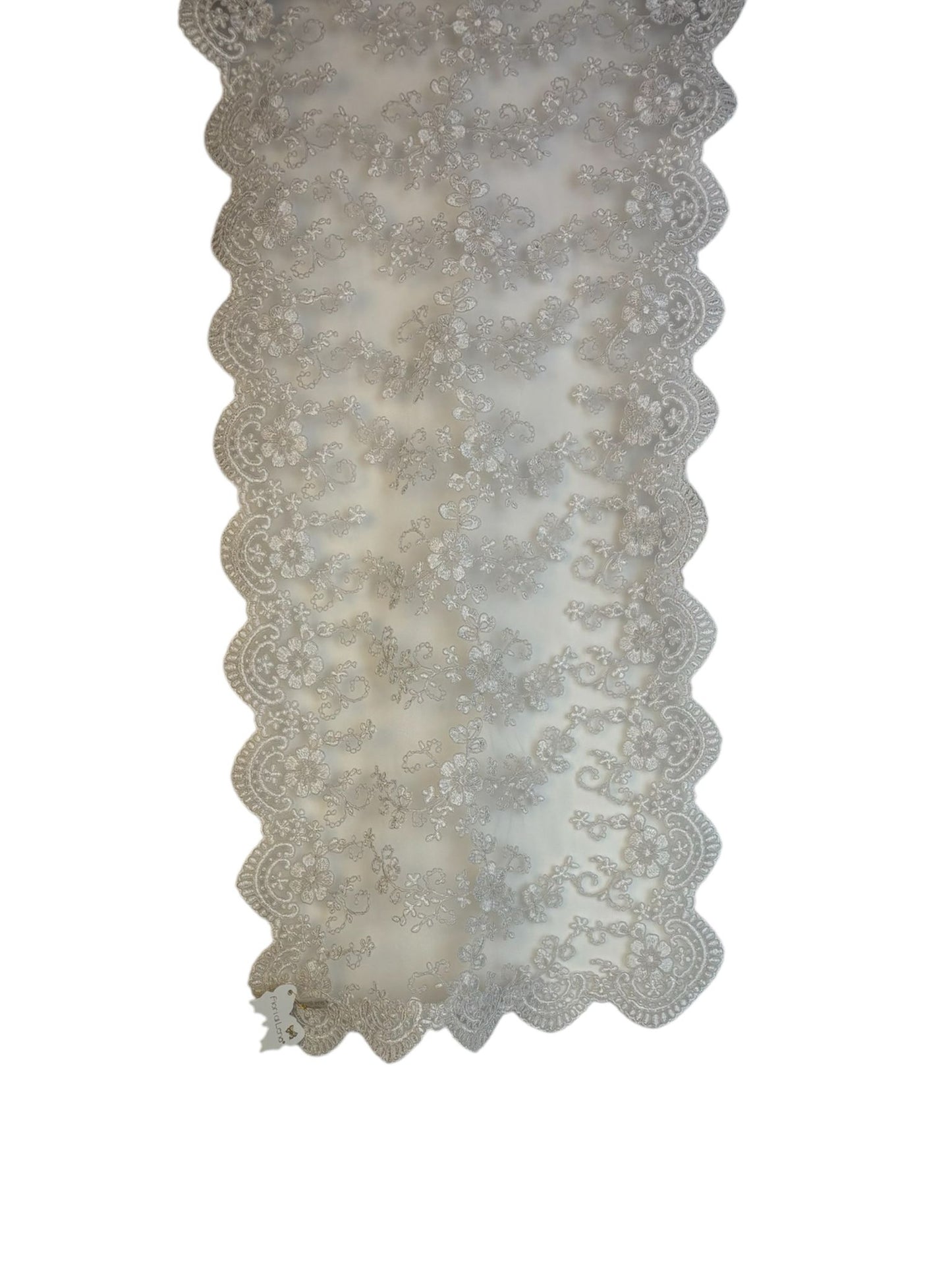 Runner in Pizzo Laminato Bianco 140x40 cm - Fiori di Lena