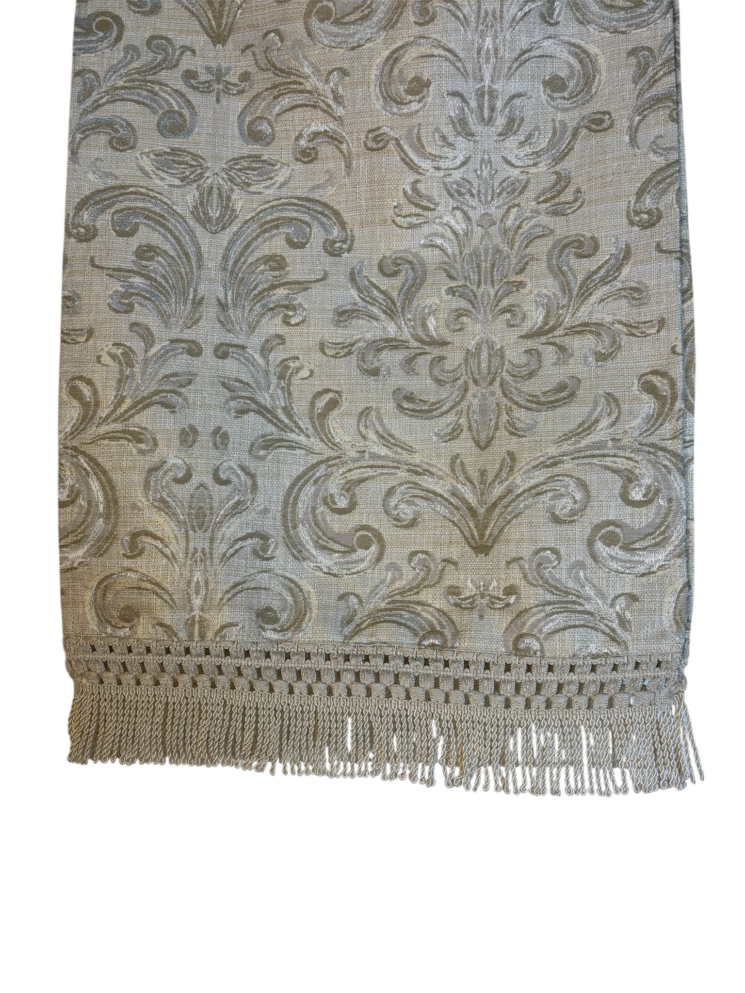 Runner Damascato Beige con Frange 100x37 cm - Fiori di Lena