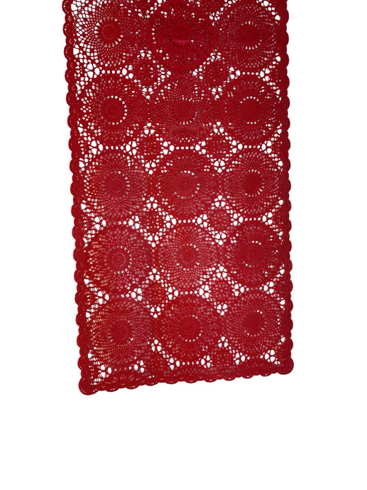 Runner Plastificato con Trafori Floreali Rossi 40x156 cm - Blanc Mariclò
