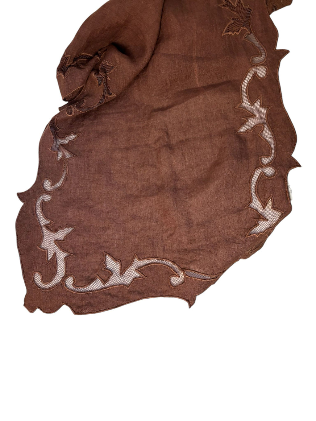 Runner in Lino con Eleganti Trafori Marroni 50x150 cm - Blanc Mariclò
