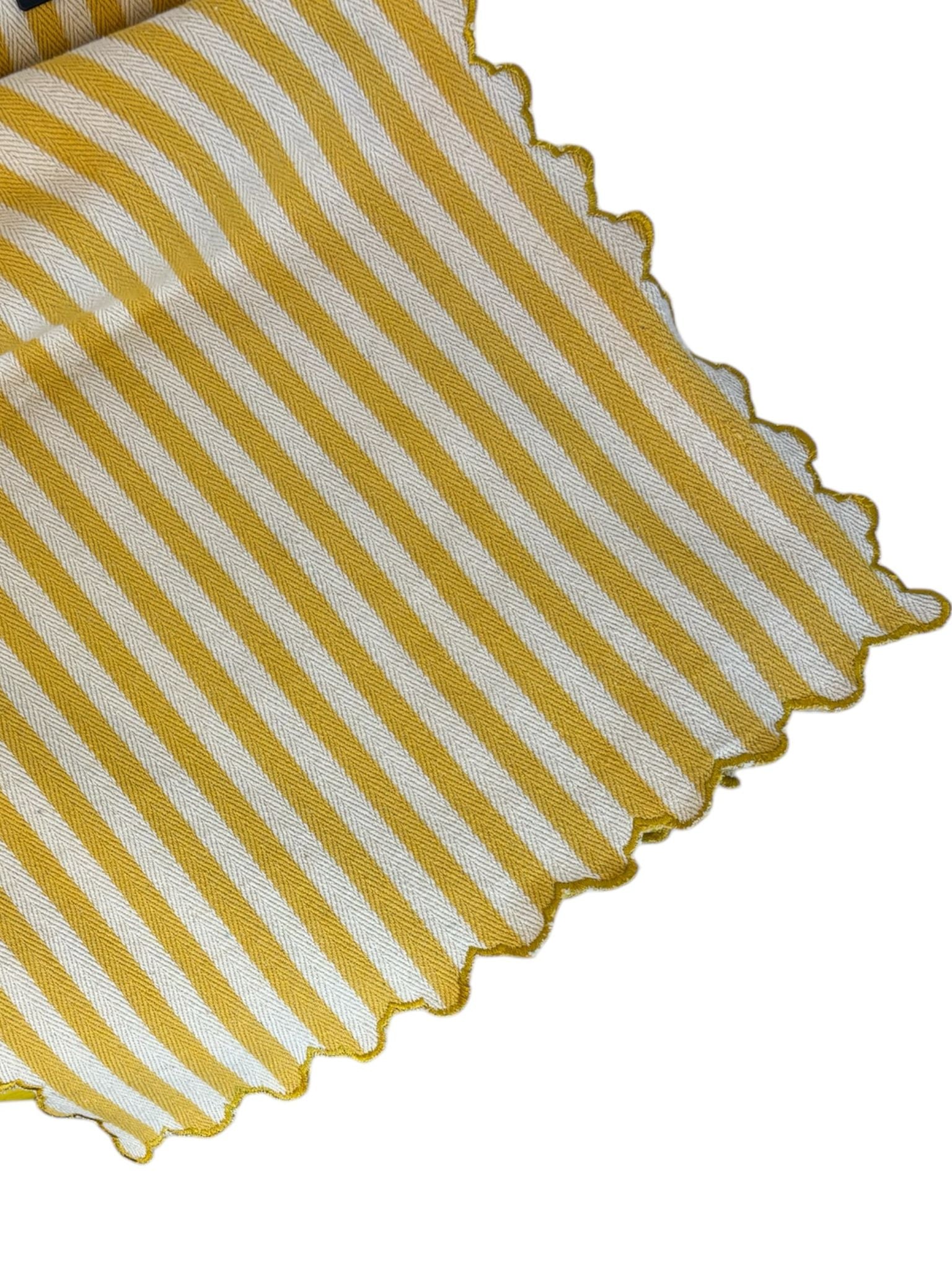 Runner in Cotone a Righe Giallo Ocra e Bianche 45x140 cm - Blanc Mariclò