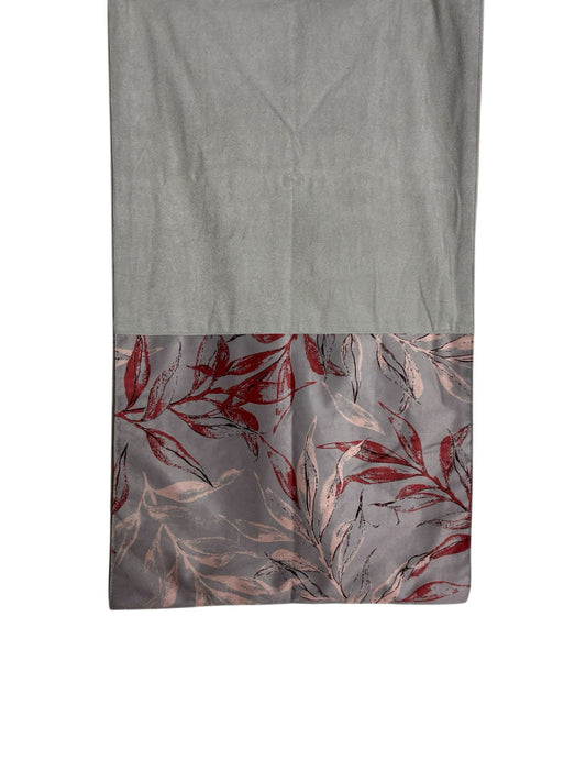 Runner in Velluto Grigio con Bordo a Fantasia Foglie 40x140 cm  - In Art