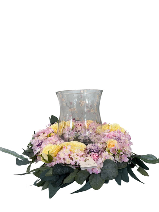 Ghirlanda Floreale Primaverile con Vaso in Vetro - Fiori di Lena