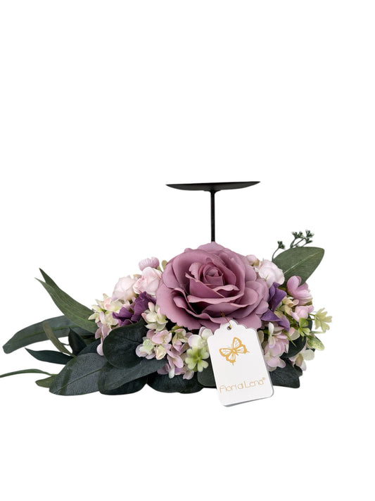 Candelabro con Fiori Colorati in Tessuto - Fiori di Lena
