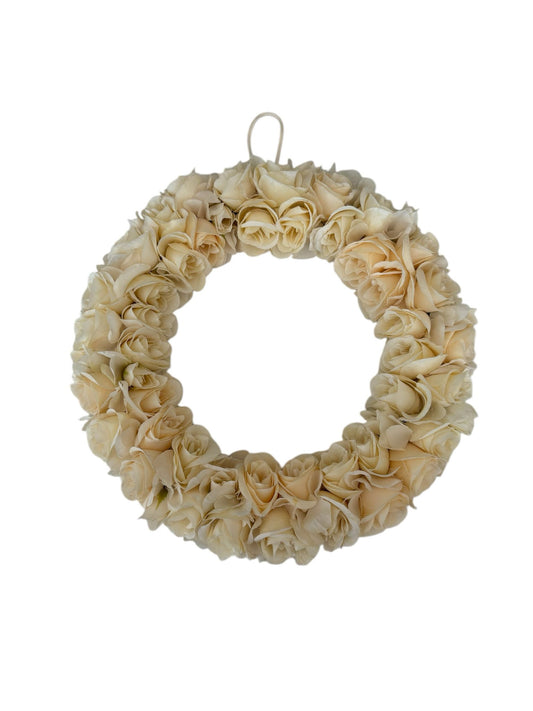 Ghirlanda di Rose Avorio Artigianale 25x25 cm - Fiori di Lena